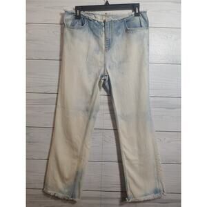 Free People The Cropped Bootcut Jeans denim Raw Waistband Bleached size 28